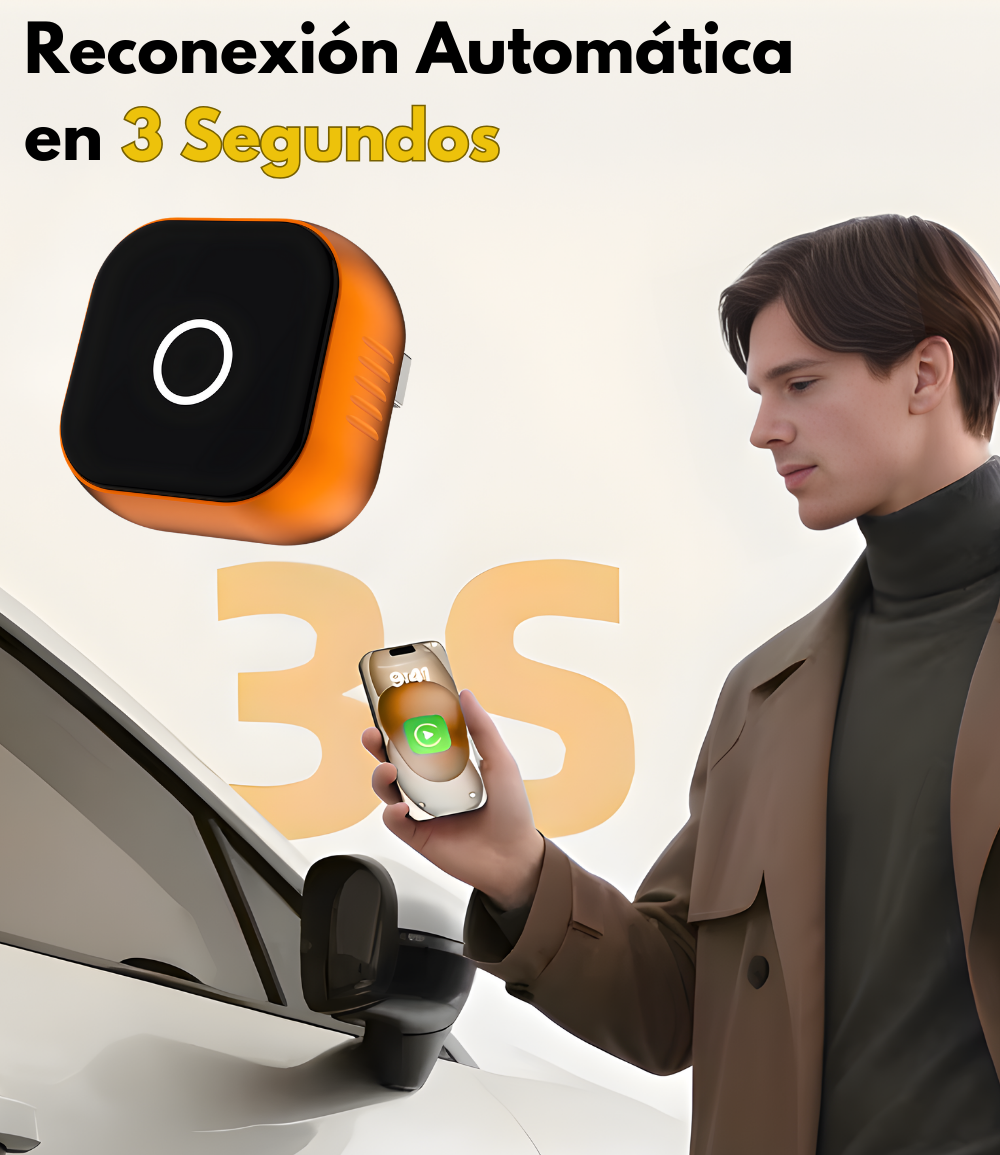 SwiftLink SE Max Adaptador USB para Carplay y Android Auto/Negro-Naranja