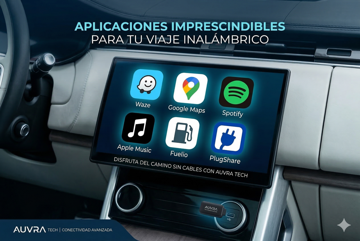 Pantalla de coche con las mejores apps de CarPlay y Android Auto