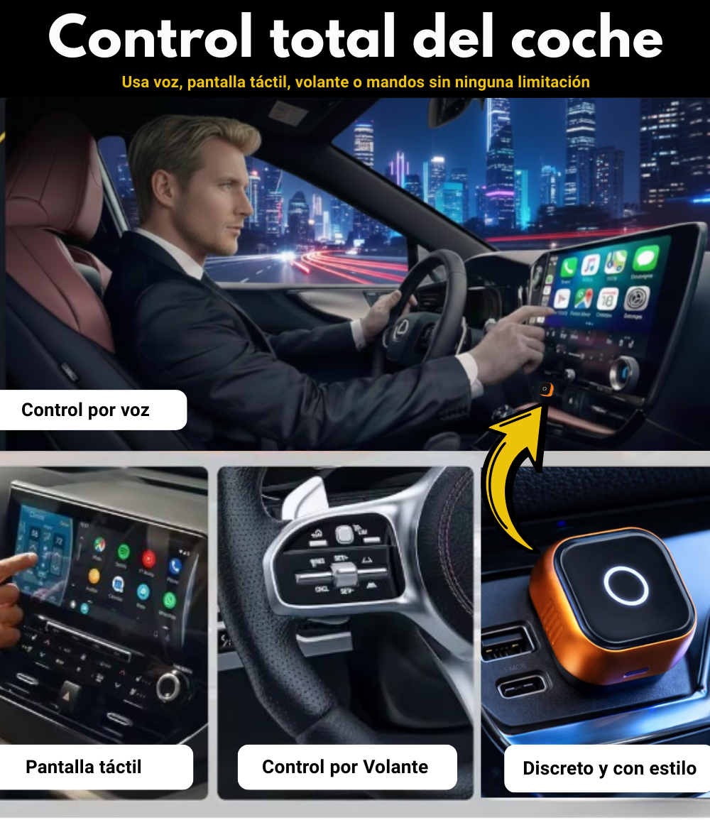 SwiftLink SE Max Adaptador USB para Carplay y Android Auto/Negro-Naranja