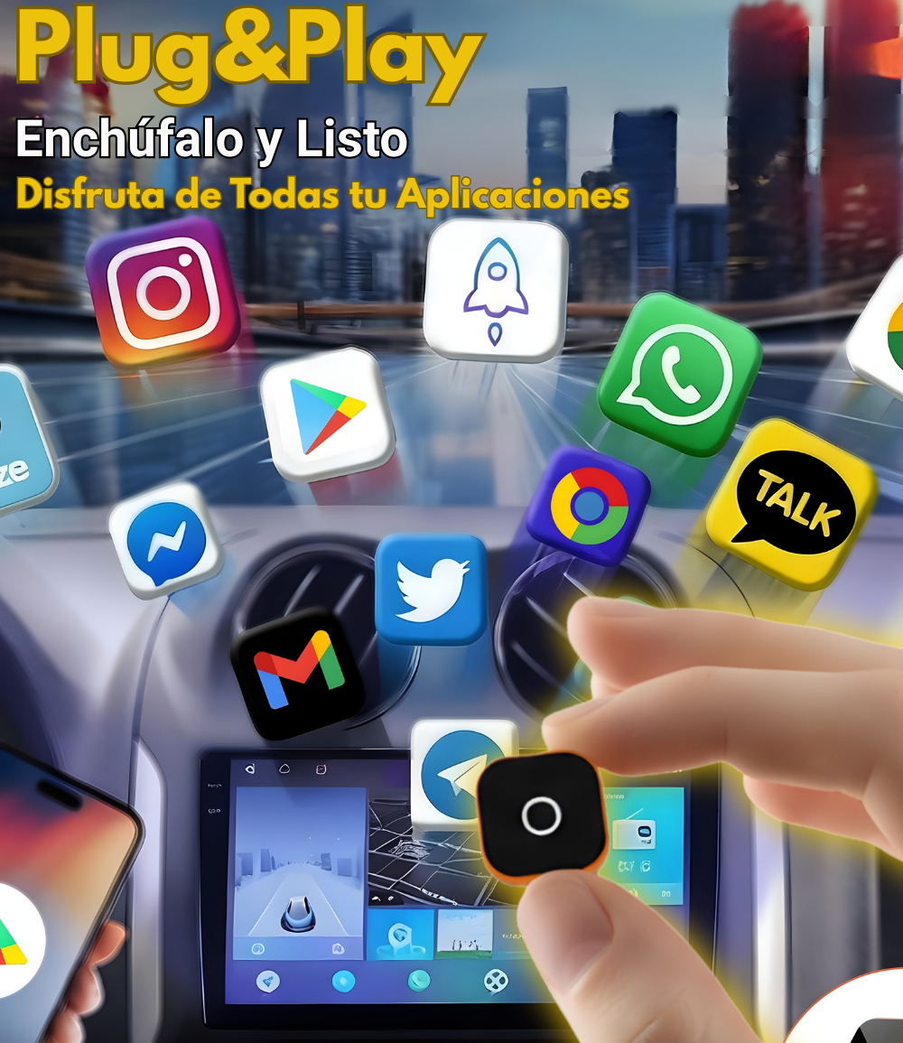 SwiftLink SE Max Adaptador USB para Carplay y Android Auto/Negro-Naranja