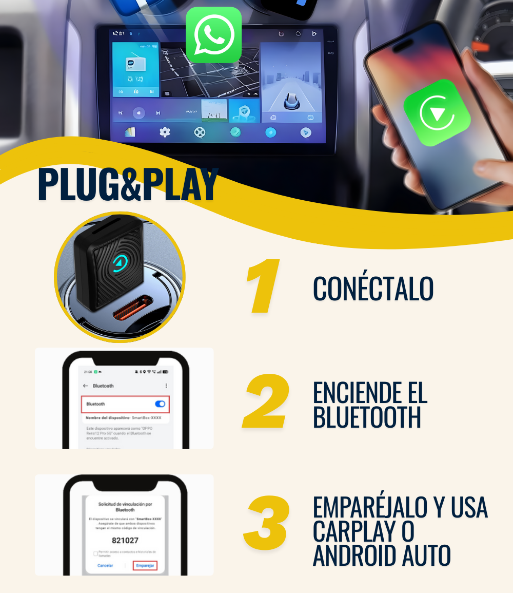 SwiftLink Lite Adaptador USB para Carplay y Android Auto