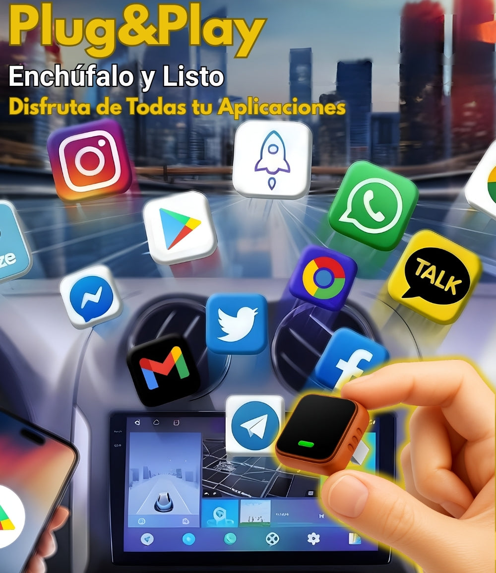 SwiftLink SE Air Adaptador USB para Carplay y Android Auto/Negro-Naranja