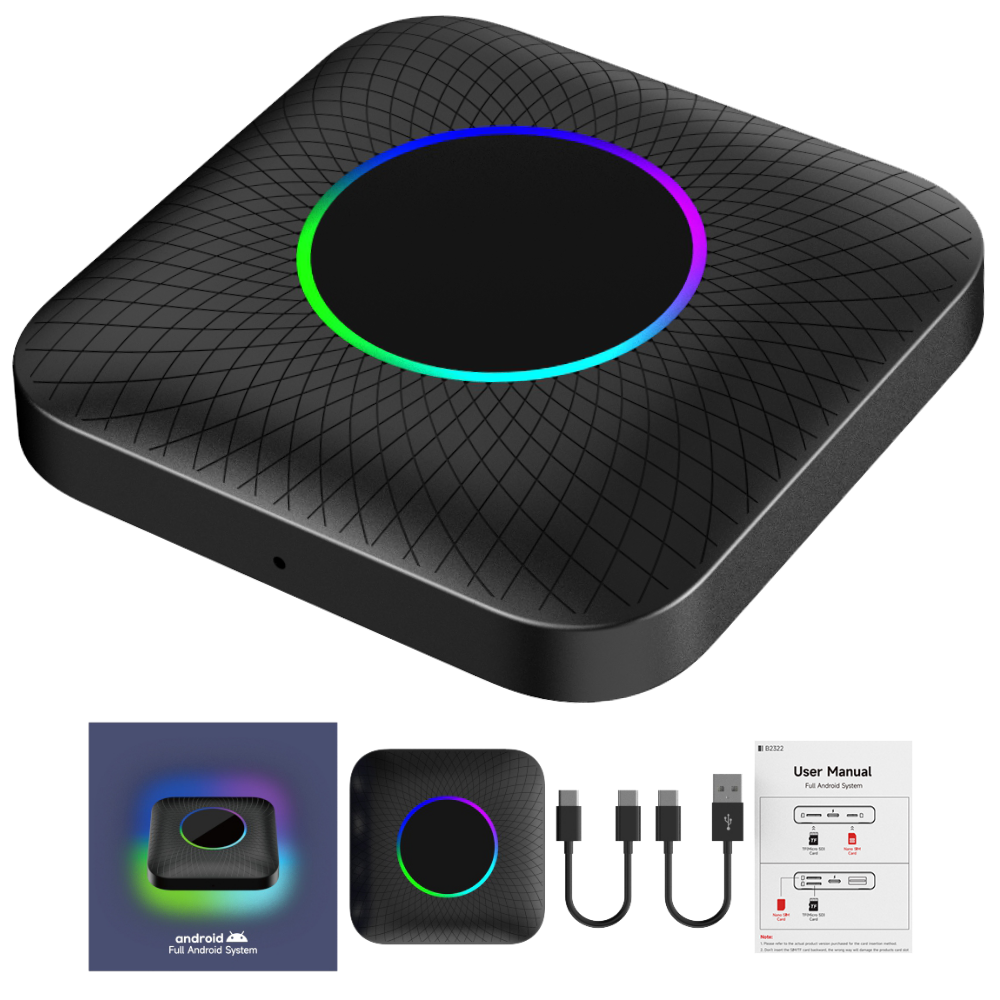 SwiftLink AIBOX 2025 – Adaptador inalámbrico CarPlay y Android Auto | Chip SM6225 | 4GB RAM + 64GB de Memoria | Android 13 | Compatible con más de 800 modelos de coche