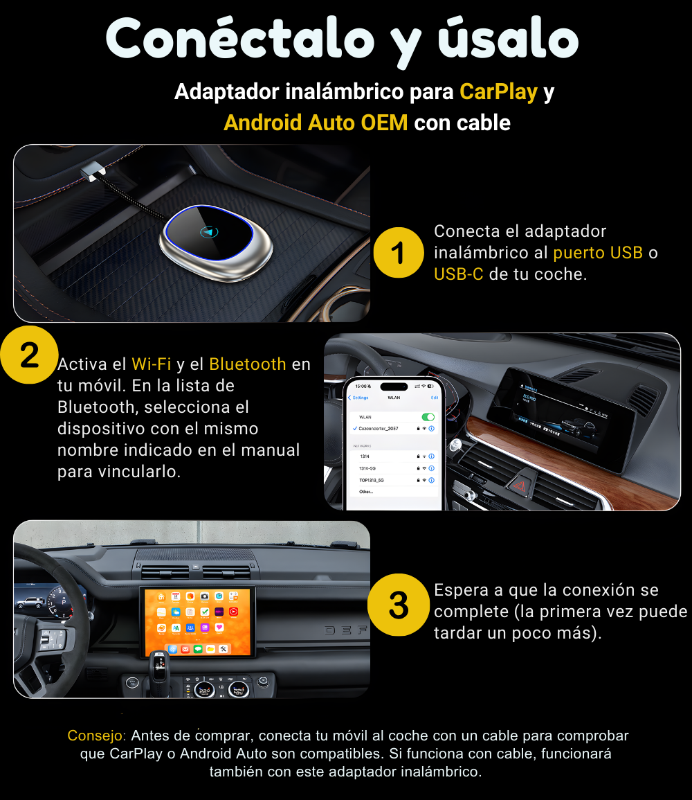 Swiftlink Adapter SwiftLink Pro | Adaptador CarPlay y Android Auto Inalámbrico | Plug ...