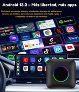 SwiftLink AIBOX 2025 – Adaptador inalámbrico CarPlay y Android Auto | Chip SM6225 | 4GB RAM + 64GB de Memoria | Android 13 | Compatible con más de 800 modelos de coche