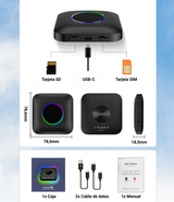 SwiftLink AIBOX 2025 – Adaptador inalámbrico CarPlay y Android Auto | Chip SM6225 | 4GB RAM + 64GB de Memoria | Android 13 | Compatible con más de 800 modelos de coche
