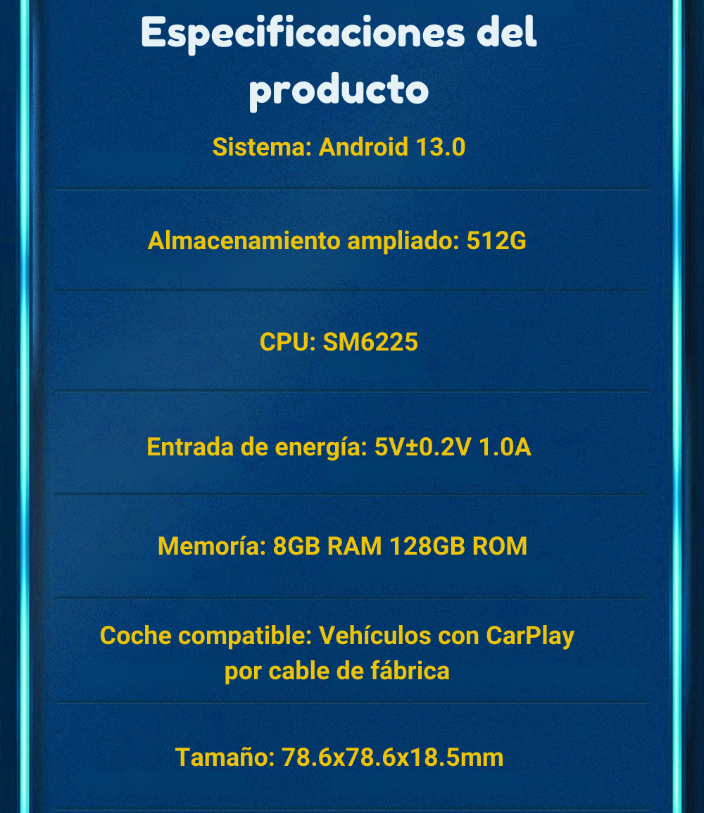 SwiftLink AIBOX 2025 – Adaptador inalámbrico CarPlay y Android Auto | Chip SM6225 | 4GB RAM + 64GB de Memoria | Android 13 | Compatible con más de 800 modelos de coche